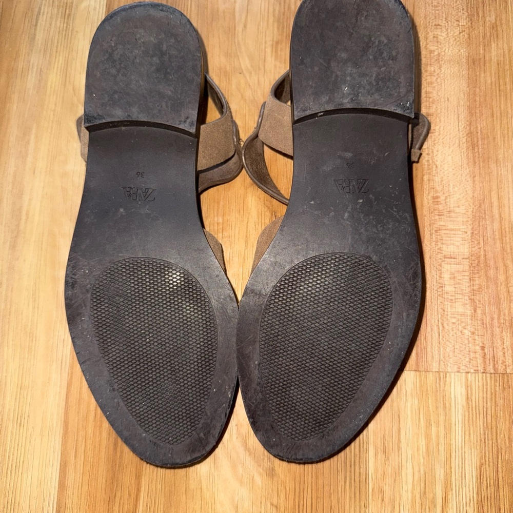 Taupe Gray Suede Women's Sandals - Picture 7 of 9
